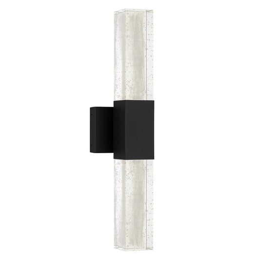 Alteck Folio 24in 1-Light LED Outdoor Wall Sconce | Contemporary Sand Black Aluminum and Clear Wispy Glass | Entryway | Model AW0129-3CCT-W-BK