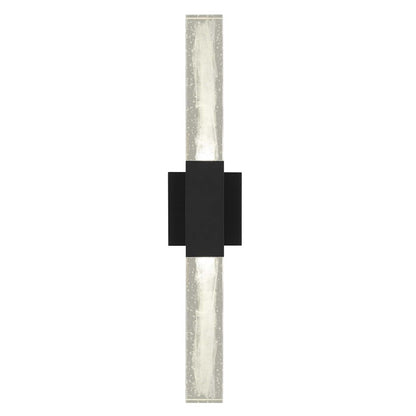 Alteck Folio 24in 1-Light LED Outdoor Wall Sconce | Contemporary Sand Black Aluminum and Clear Wispy Glass | Entryway | Model AW0129-3CCT-W-BK
