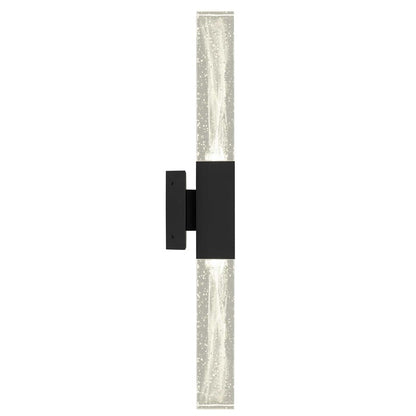 Alteck Folio 24in 1-Light LED Outdoor Wall Sconce | Contemporary Sand Black Aluminum and Clear Wispy Glass | Entryway | Model AW0129-3CCT-W-BK