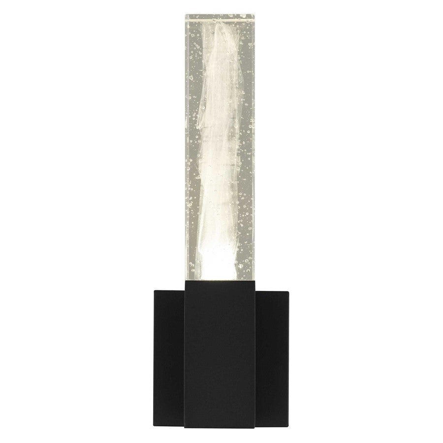 Alteck Folio 13" LED Outdoor Sconce, Black/Clear, Sand Black