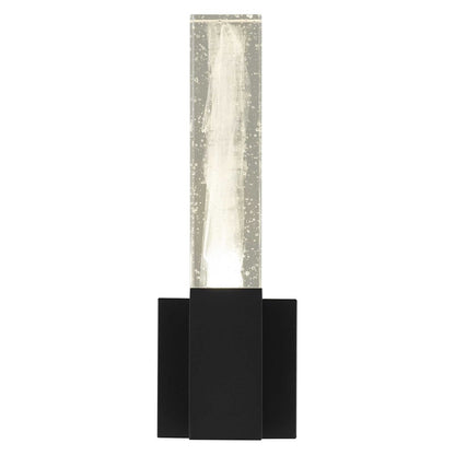 Alteck Folio 14in LED Outdoor Sconce | Contemporary Sand Black and Clear Wispy Glass | Porch & Entryway | 653 Lumens, 3-CCT | Model AW0130-3CCT-W-BK