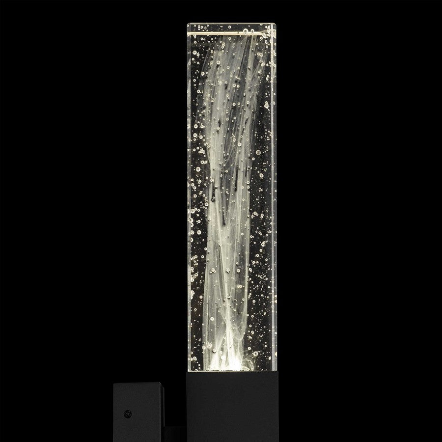 Alteck Folio 14in LED Outdoor Sconce | Contemporary Sand Black and Clear Wispy Glass | Porch & Entryway | 653 Lumens, 3-CCT | Model AW0130-3CCT-W-BK