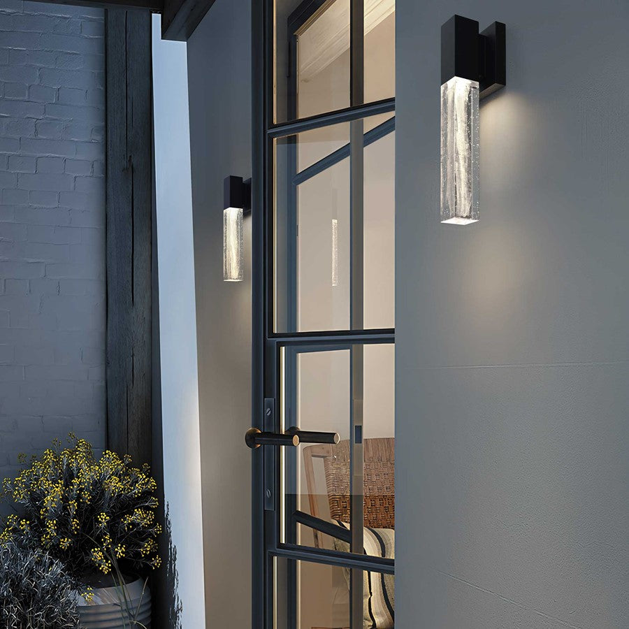 Alteck Folio 13" LED Outdoor Sconce, Black/Clear, Sand Black