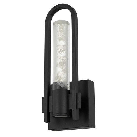 Alteck Arch 12.75in LED Outdoor Wall Sconce | Contemporary Sand Black Aluminum and Clear Wispy Opal Glass | Patio & Entryway | Model AW0131-3CCT-W-BK