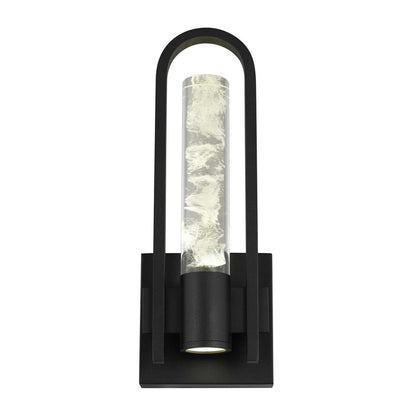 Alteck Arch 12.75in LED Outdoor Wall Sconce | Contemporary Sand Black Aluminum and Clear Wispy Opal Glass | Patio & Entryway | Model AW0131-3CCT-W-BK
