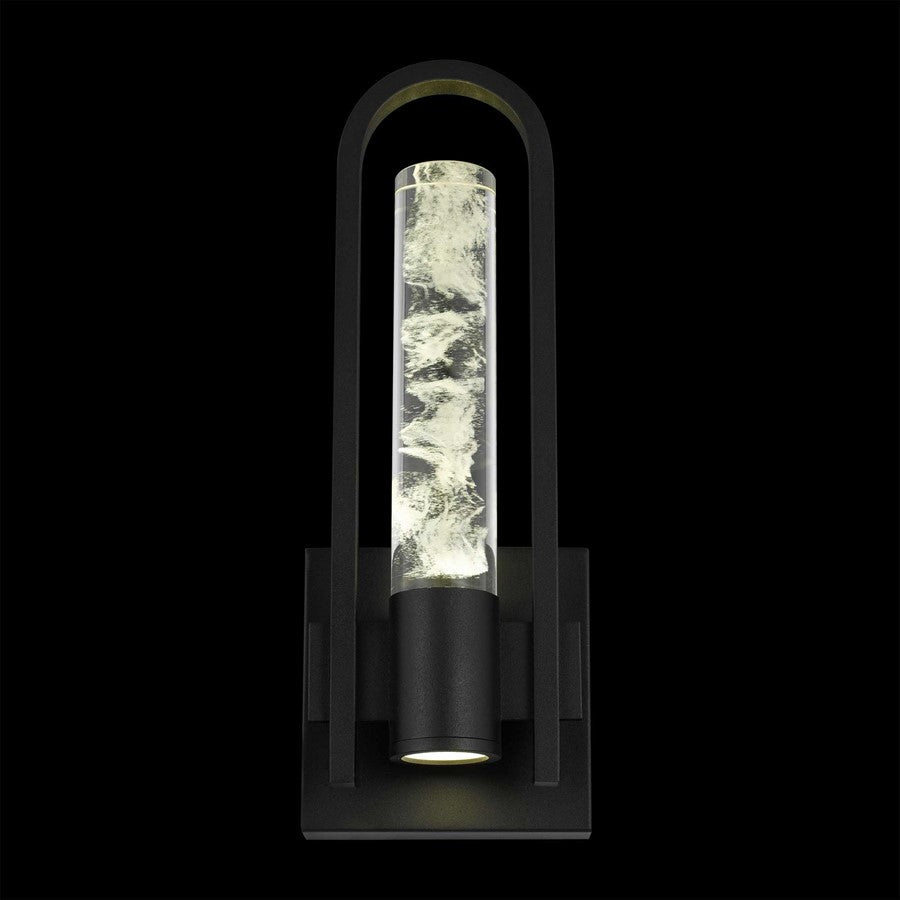 Alteck Arch 12.75in LED Outdoor Wall Sconce | Contemporary Sand Black Aluminum and Clear Wispy Opal Glass | Patio & Entryway | Model AW0131-3CCT-W-BK