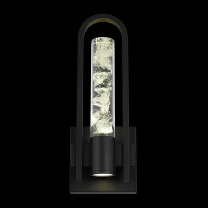 Alteck Arch 12.75in LED Outdoor Wall Sconce | Contemporary Sand Black Aluminum and Clear Wispy Opal Glass | Patio & Entryway | Model AW0131-3CCT-W-BK