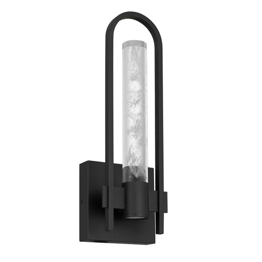 Alteck Arch 18in 1-Light Outdoor Sconce | Contemporary Sand Black and Clear Wispy Glass | Entryway & Patio | Model AW0132-3CCT-W-BK