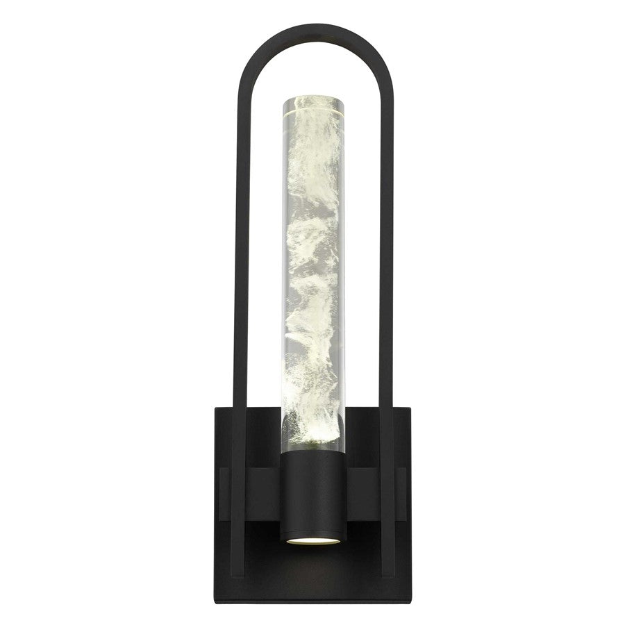 Alteck Arch 18in 1-Light Outdoor Sconce | Contemporary Sand Black and Clear Wispy Glass | Entryway & Patio | Model AW0132-3CCT-W-BK
