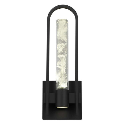 Alteck Arch 18in 1-Light Outdoor Sconce | Contemporary Sand Black and Clear Wispy Glass | Entryway & Patio | Model AW0132-3CCT-W-BK