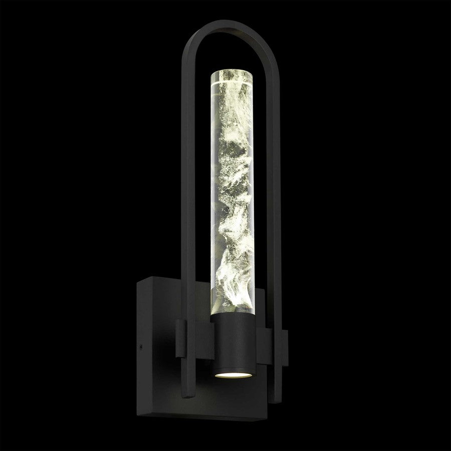 Alteck Arch 18" LED Outdoor Sconce, Black/Clear, Sand Black