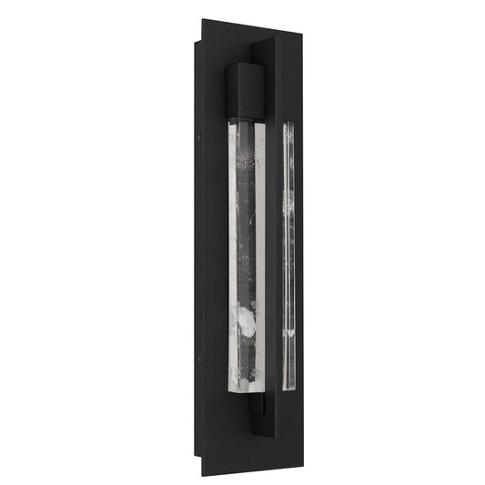 Alteck Rivera 20in LED Outdoor Wall Sconce | Contemporary Sand Black Aluminum and Cloudy Crystal | Entryway & Covered Patio | Model AW0133-3CCT-W-BK