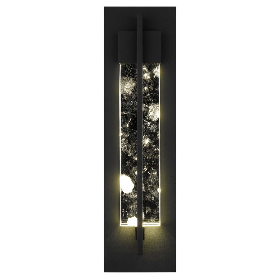Alteck Rivera 20in LED Outdoor Wall Sconce | Contemporary Sand Black Aluminum and Cloudy Crystal | Entryway & Covered Patio | Model AW0133-3CCT-W-BK