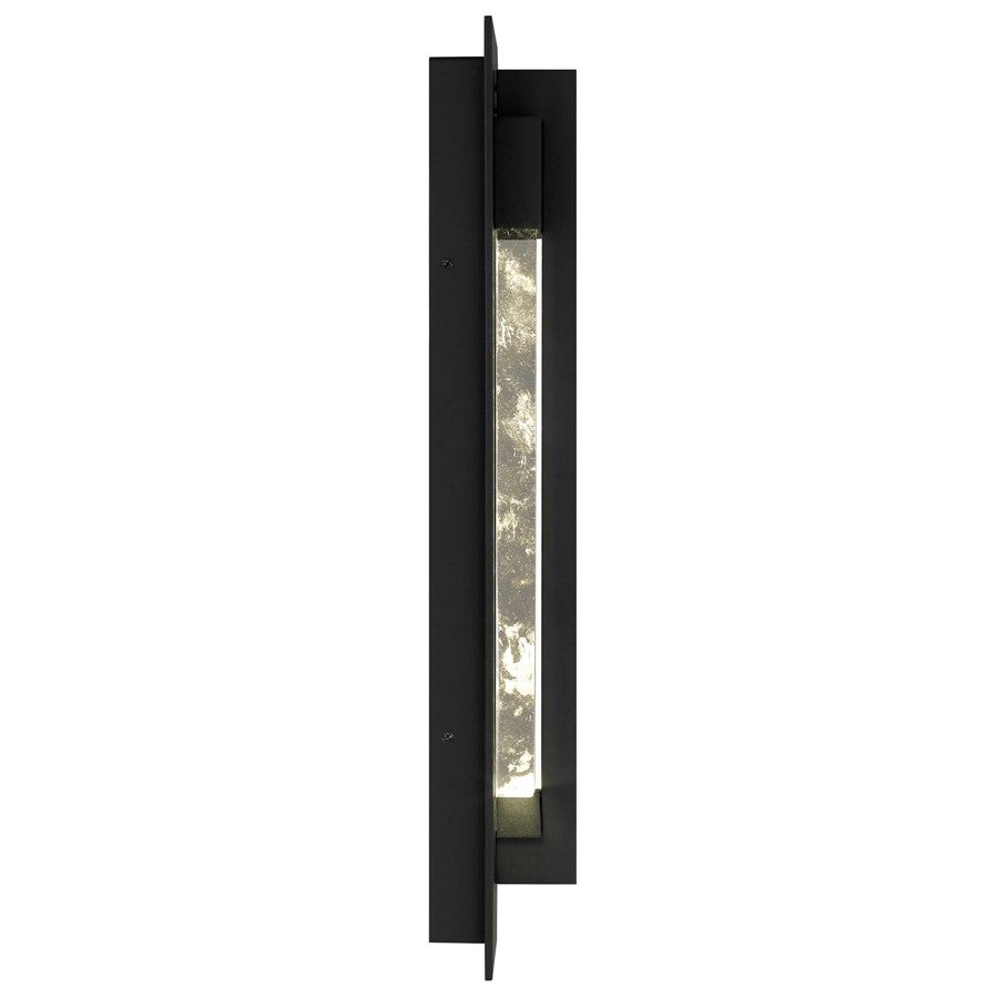 Alteck Rivera 20in LED Outdoor Wall Sconce | Contemporary Sand Black Aluminum and Cloudy Crystal | Entryway & Covered Patio | Model AW0133-3CCT-W-BK