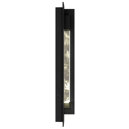 Alteck Rivera 20in LED Outdoor Wall Sconce | Contemporary Sand Black Aluminum and Cloudy Crystal | Entryway & Covered Patio | Model AW0133-3CCT-W-BK