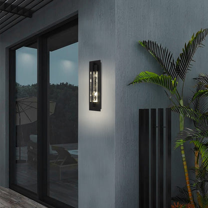 Alteck Rivera 20in LED Outdoor Wall Sconce | Contemporary Sand Black Aluminum and Cloudy Crystal | Entryway & Covered Patio | Model AW0133-3CCT-W-BK