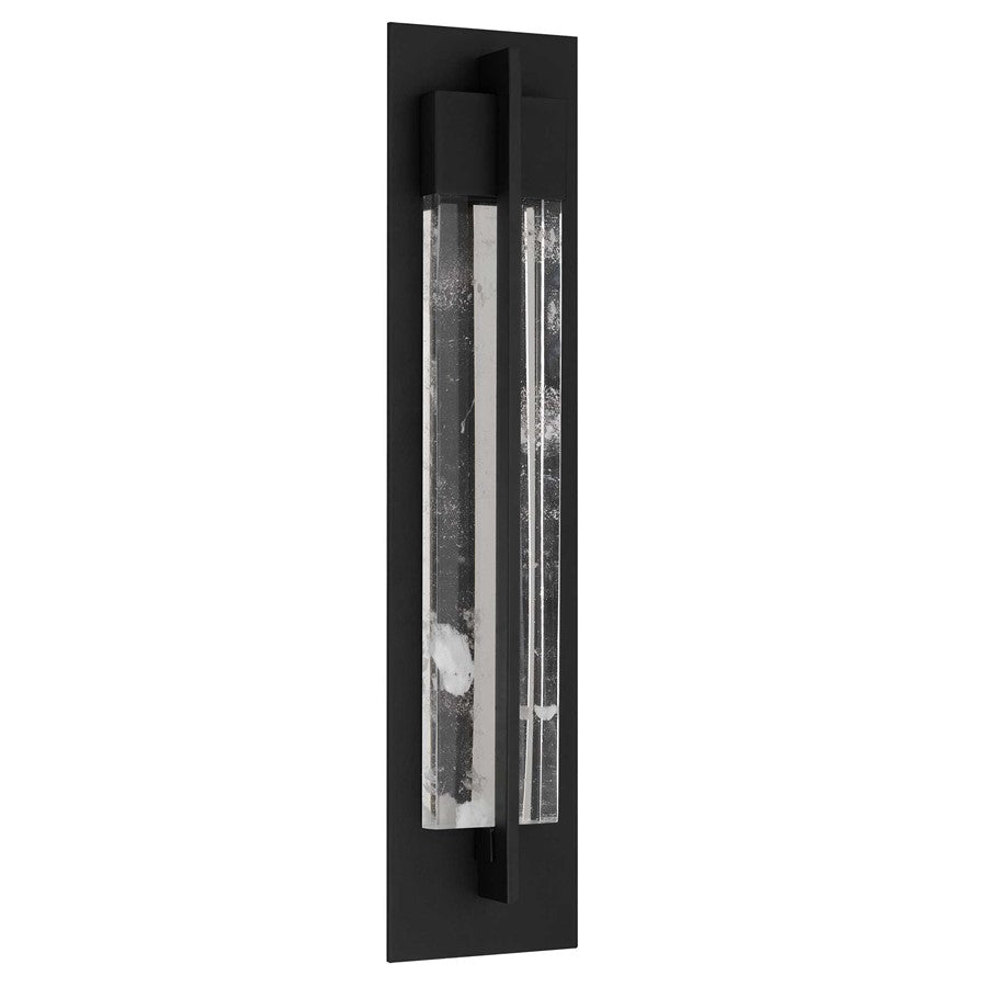 Alteck Rivera 26in 1-Light Outdoor Wall Sconce | Contemporary Sand Black and Cloudy Crystal | Entryway & Patio | Model AW0134-3CCT-W-BK