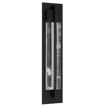 Alteck Rivera 26in 1-Light Outdoor Wall Sconce | Contemporary Sand Black and Cloudy Crystal | Entryway & Patio | Model AW0134-3CCT-W-BK
