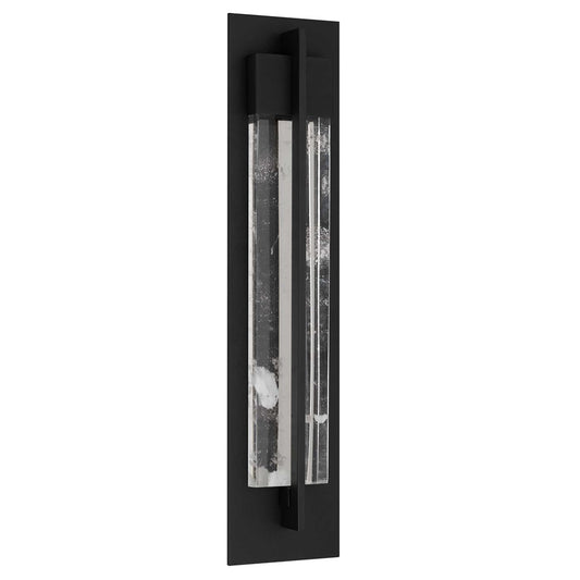 Alteck Rivera 26in 1-Light Outdoor Wall Sconce | Contemporary Sand Black and Cloudy Crystal | Entryway & Patio | Model AW0134-3CCT-W-BK