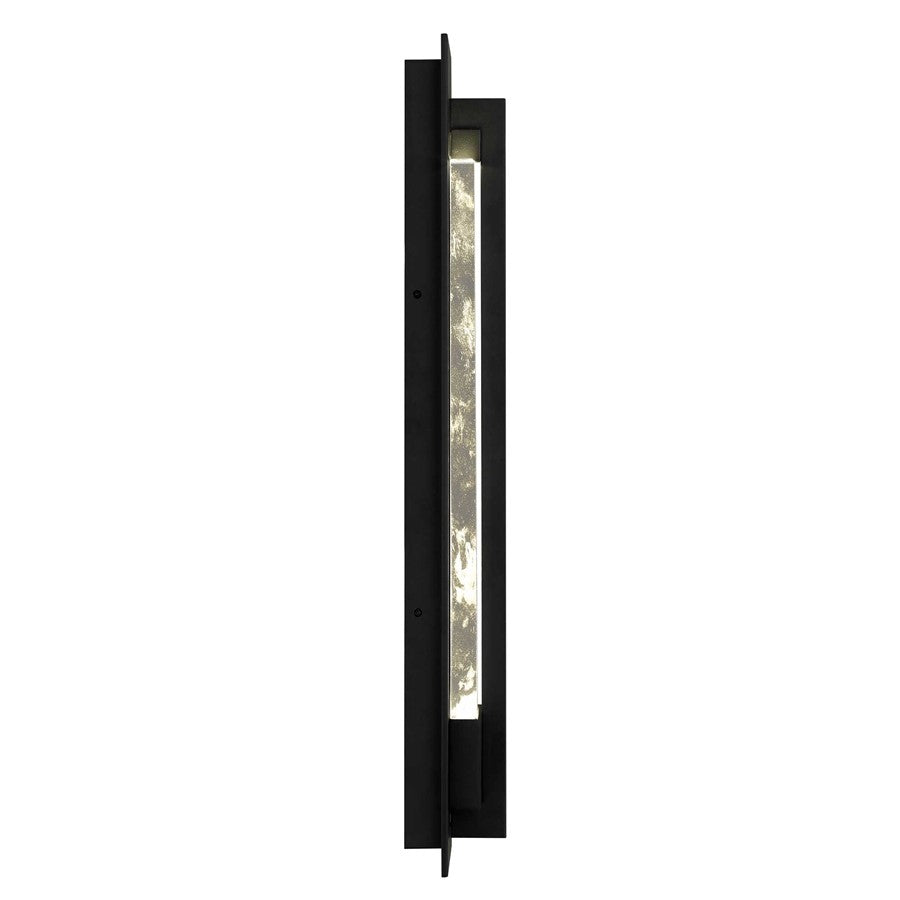 Alteck Rivera 26in 1-Light Outdoor Wall Sconce | Contemporary Sand Black and Cloudy Crystal | Entryway & Patio | Model AW0134-3CCT-W-BK
