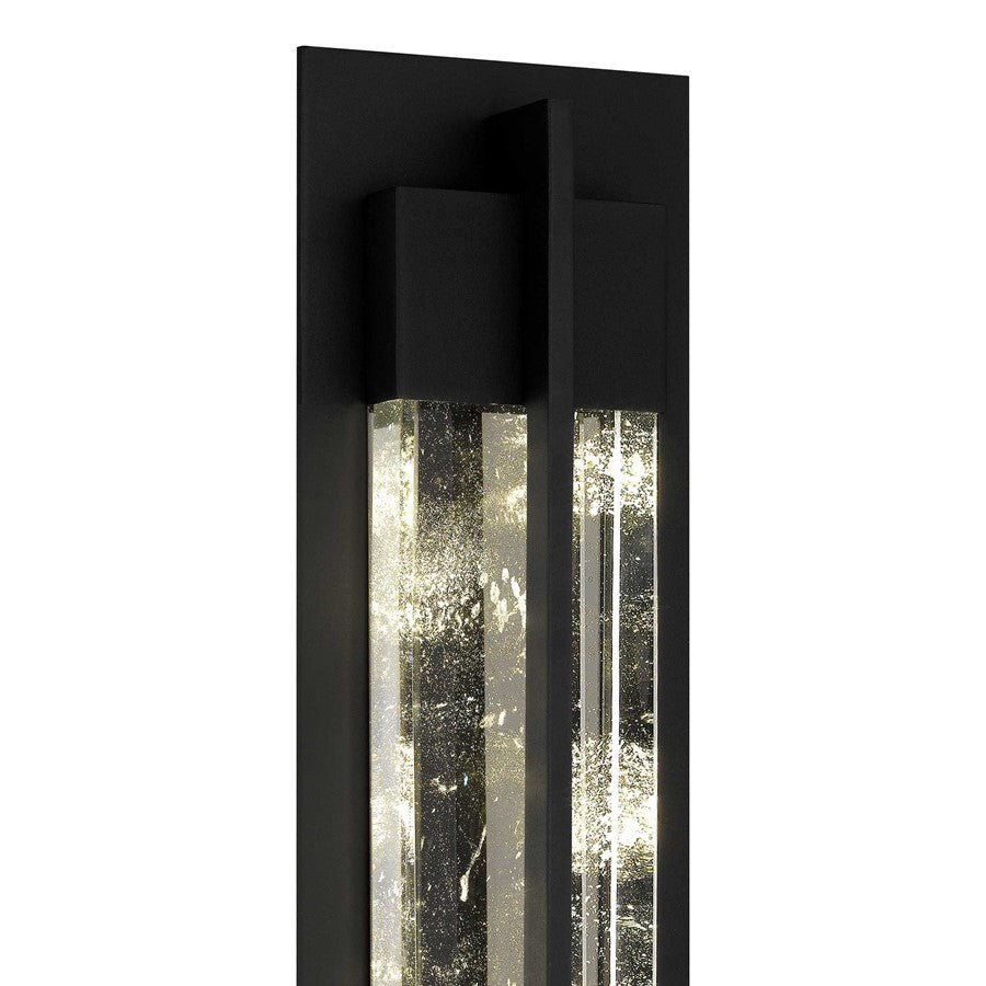 Alteck Rivera 26in 1-Light Outdoor Wall Sconce | Contemporary Sand Black and Cloudy Crystal | Entryway & Patio | Model AW0134-3CCT-W-BK