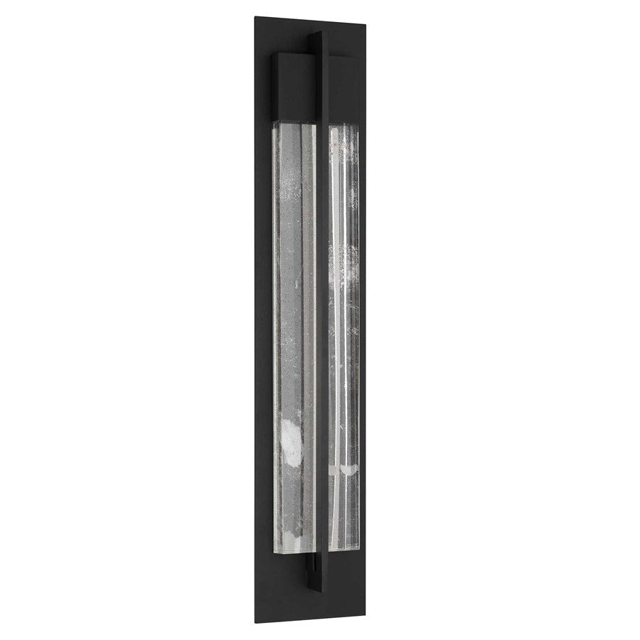 Alteck Rivera 32in 1-Light LED Outdoor Wall Sconce | Contemporary Sand Black and Cloudy Glass | Entryway & Patio | Model AW0135-3CCT-W-BK
