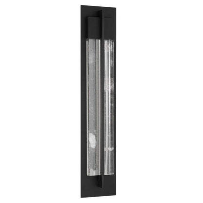 Alteck Rivera 32in 1-Light LED Outdoor Wall Sconce | Contemporary Sand Black and Cloudy Glass | Entryway & Patio | Model AW0135-3CCT-W-BK