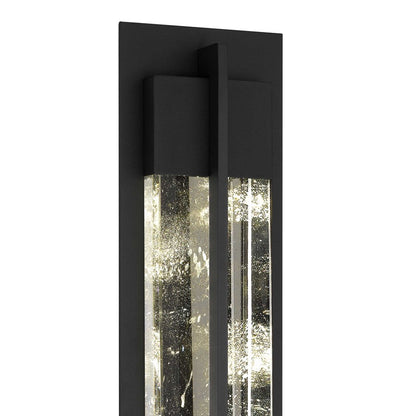 Alteck Rivera 32in 1-Light LED Outdoor Wall Sconce | Contemporary Sand Black and Cloudy Glass | Entryway & Patio | Model AW0135-3CCT-W-BK