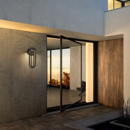 Alteck Furo 16.38in 1-Light LED Outdoor Sconce | Contemporary Dark Bronze Aluminum and Sand Blast Glass | Entryway & Patio | Model AW0139-3CCT-W-DB