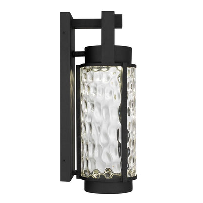 Alteck Winston 17in LED Outdoor Sconce | Contemporary Sand Black and Clear Hammered Glass | Porch & Garage | 532 Lumens | Model AW0141-3CCT-W-BK