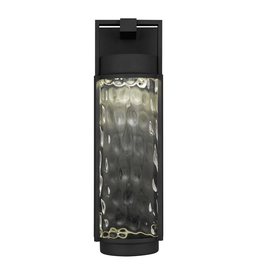 Alteck Winston 22in LED Outdoor Sconce | Contemporary Sand Black and Clear Hammered Glass | Porch & Garage | 633 Lumens | Model AW0142-3CCT-W-BK