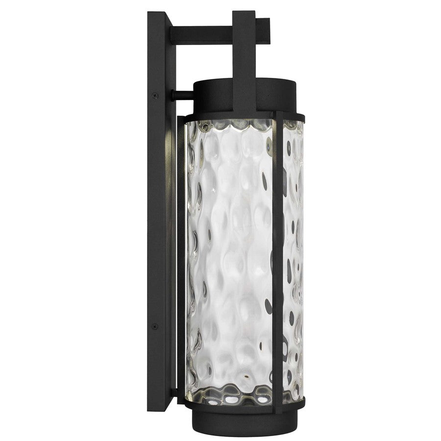 Alteck Winston 22in LED Outdoor Sconce | Contemporary Sand Black and Clear Hammered Glass | Porch & Garage | 633 Lumens | Model AW0142-3CCT-W-BK