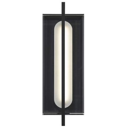 Alteck Avani 14.5in LED Outdoor Wall Sconce | Contemporary Sand Black and Clear Acrylic | Entryway & Patio | 5 x 14.62 in | Model AW0143-3CCT-W-BK