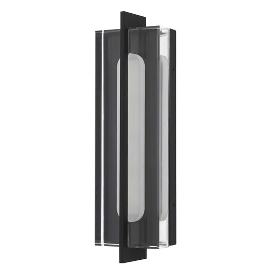 Alteck Avani 20in 1-Light Outdoor Wall Sconce | Contemporary Sand Black and Clear Acrylic | Entryway & Patio | Model AW0144-3CCT-W-BK