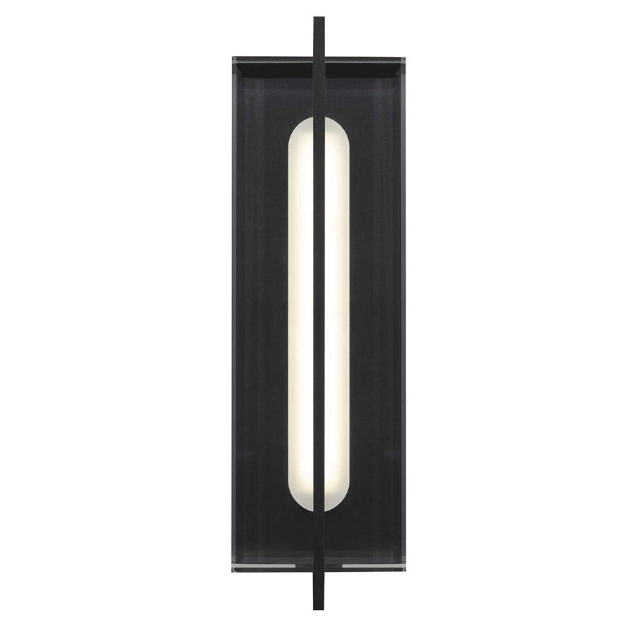 Alteck Avani 20in 1-Light Outdoor Wall Sconce | Contemporary Sand Black and Clear Acrylic | Entryway & Patio | Model AW0144-3CCT-W-BK