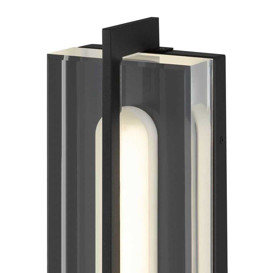 Alteck Avani 20in 1-Light Outdoor Wall Sconce | Contemporary Sand Black and Clear Acrylic | Entryway & Patio | Model AW0144-3CCT-W-BK