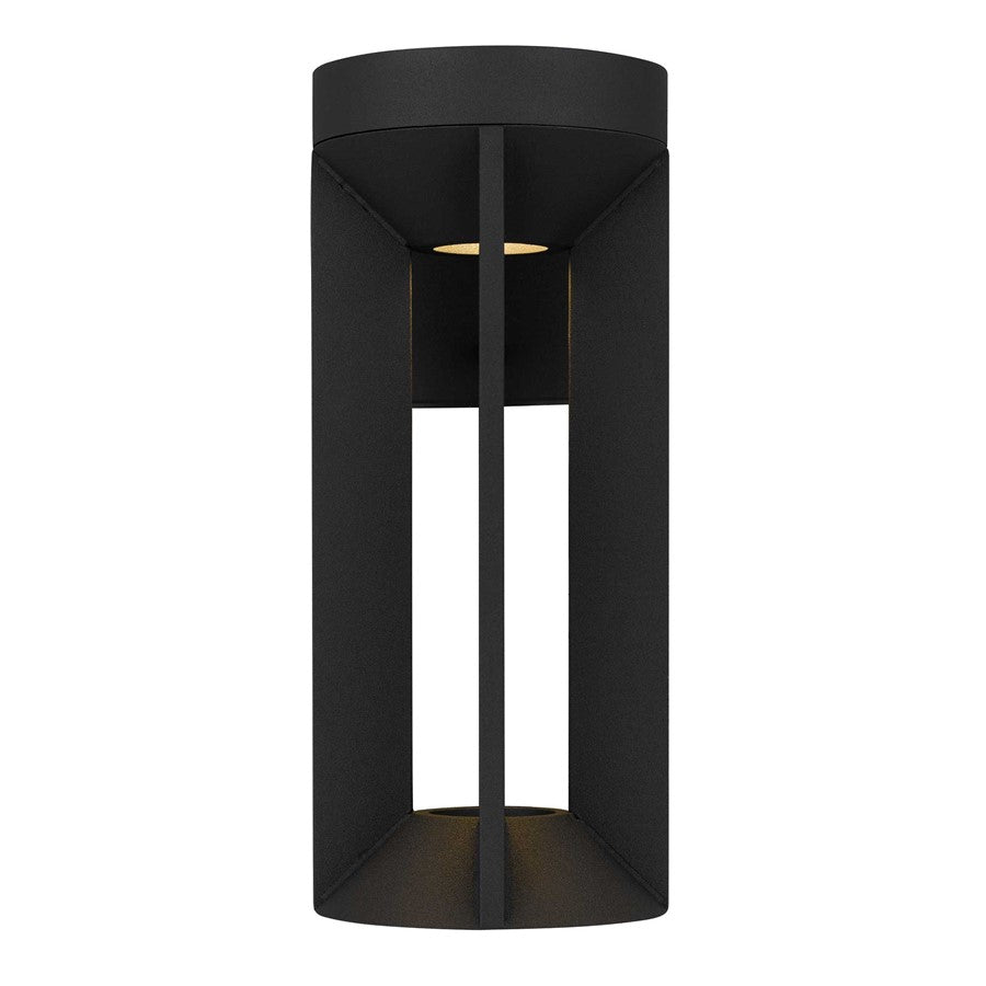 Alteck Aura 12in LED Outdoor Sconce | Contemporary Sand Black and Sand Blast Glass | Porch & Garage | 150 Lumens, 3-CCT | Model AW0145-3CCT-W-BK