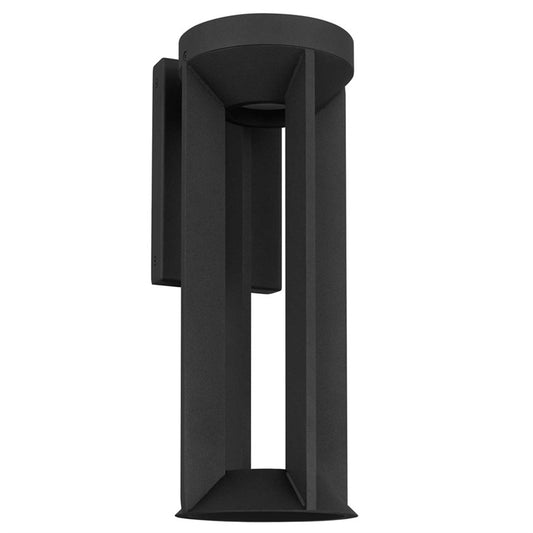 Alteck Aura 16in LED Outdoor Wall Sconce | Contemporary Sand Black Aluminum and Sand Blast Glass | Patio & Entryway | Model AW0146-3CCT-W-BK
