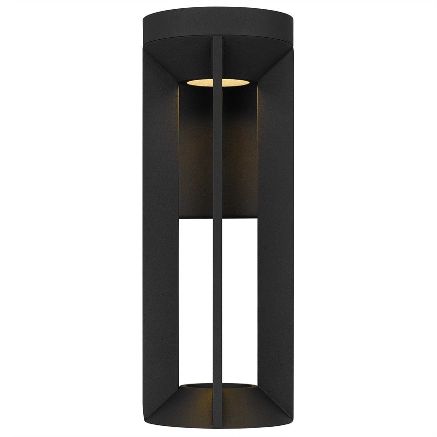 Alteck Aura 16in LED Outdoor Wall Sconce | Contemporary Sand Black Aluminum and Sand Blast Glass | Patio & Entryway | Model AW0146-3CCT-W-BK
