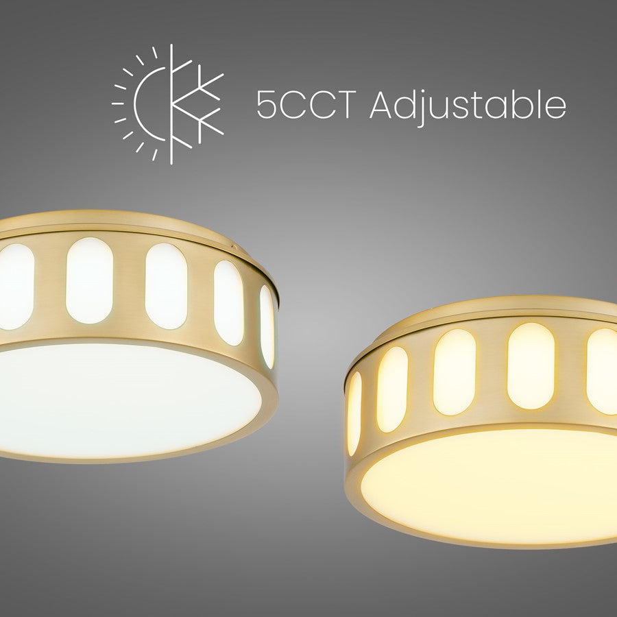 Alteck Opera 11.25" LED Flush Mount, Antiuqe, Antique Brass