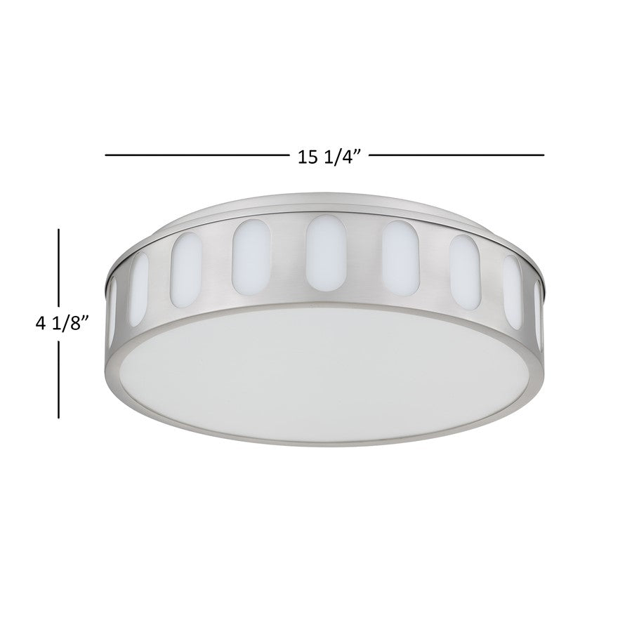 Alteck Opera 15.15" LED Flush Mount, Brushed, Brushed Nickel - BFM0023-5CCT-BN
