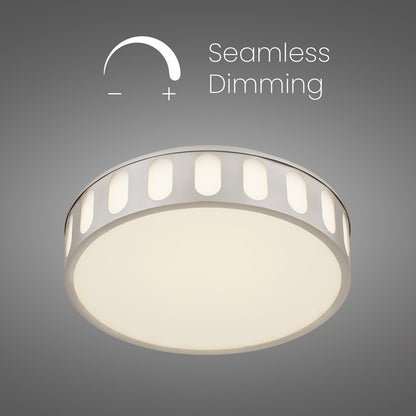 Alteck Opera 15in 1-Light LED Flush Mount | Transitional Brushed Nickel and Frosted PC | Hallway & Bedroom | 15 x 15 x 4 in | Model BFM0023-5CCT-BN