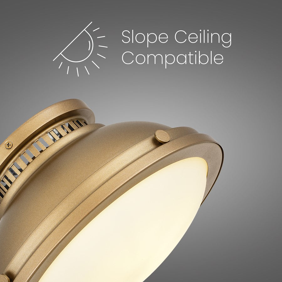 Alteck London 11in 1-Light Flush Mount | Transitional Polished Brass and Etched Opal Glass | Hallway & Bedroom Ceiling Light | Model BFM0024-PB