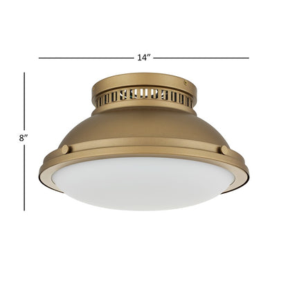 Alteck London 14in 2-Light Flush Mount | Transitional Polished Brass and Etched Opal Glass | Entryway & Hallway | 14 x 14 x 8 in | Model BFM0025-PB