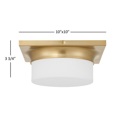 Alteck Grande 10in 1-Light LED Flush Mount | Transitional Antique Brass and Opal Glass | Hallway & Bedroom | 10 x 10 x 4 in | Model BFM0026-5CCT-AB