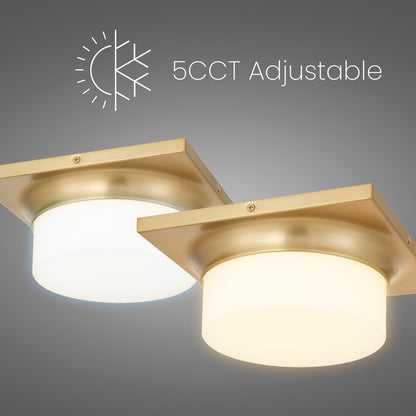 Alteck Grande 10" LED Flush, Antique Brass, Antique Brass