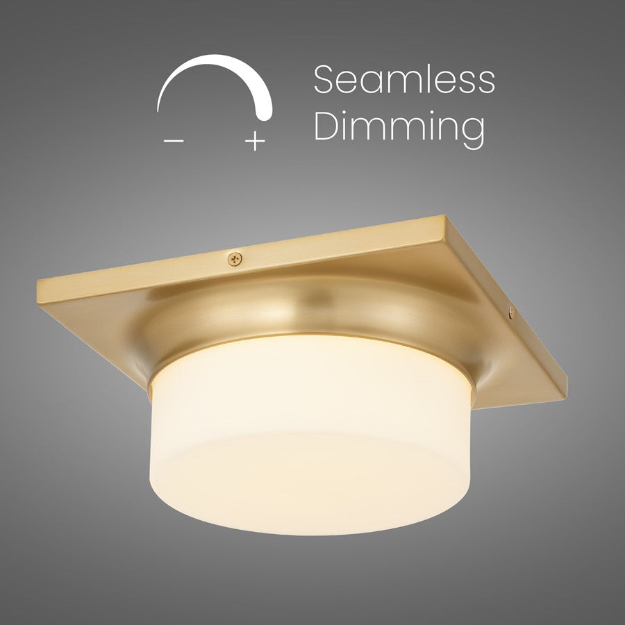 Alteck Grande 10in 1-Light LED Flush Mount | Transitional Antique Brass and Opal Glass | Hallway & Bedroom | 10 x 10 x 4 in | Model BFM0026-5CCT-AB