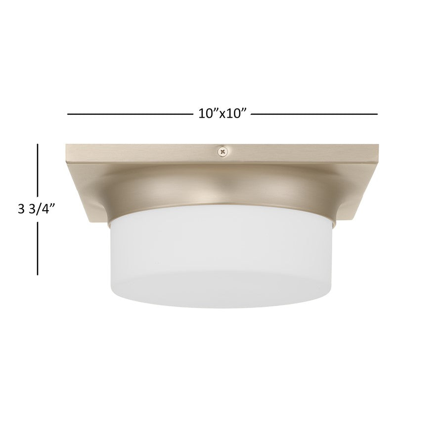 Alteck Grande 10in 1-Light LED Flush Mount | Transitional Brushed Nickel and Opal Glass | Hallway & Bedroom | 10 x 10 x 4 in | Model BFM0026-5CCT-BN