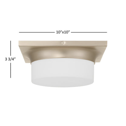 Alteck Grande 10in 1-Light LED Flush Mount | Transitional Brushed Nickel and Opal Glass | Hallway & Bedroom | 10 x 10 x 4 in | Model BFM0026-5CCT-BN