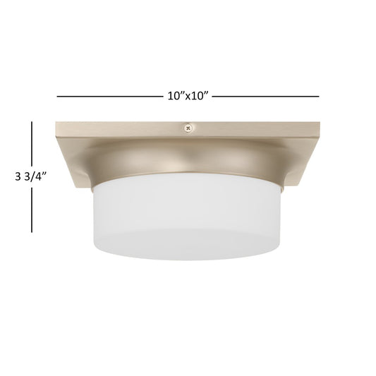 Alteck Grande 10in 1-Light LED Flush Mount | Transitional Brushed Nickel and Opal Glass | Hallway & Bedroom | 10 x 10 x 4 in | Model BFM0026-5CCT-BN